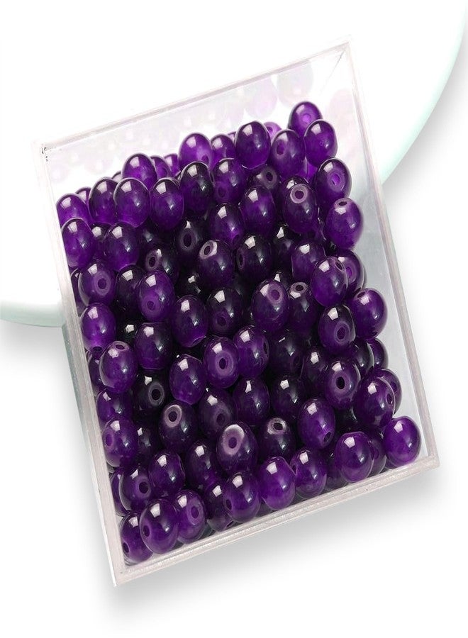 INDIKONB Jelly Glass Beads | 6mm Round Glass Pearl Beads for Bracelets & Jewellery Making | 300pcs | Perfect for DIY Crafting & Beaded Jewelry (Dark Purple) - Image 1